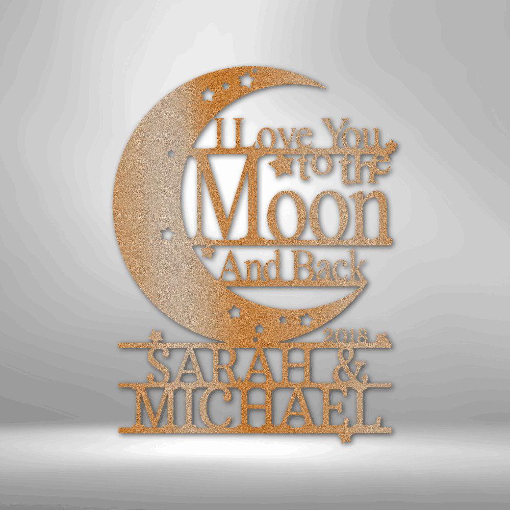 Moon and Back Monogram - Steel Sign Copper / 12" Steel Sign Giftinum