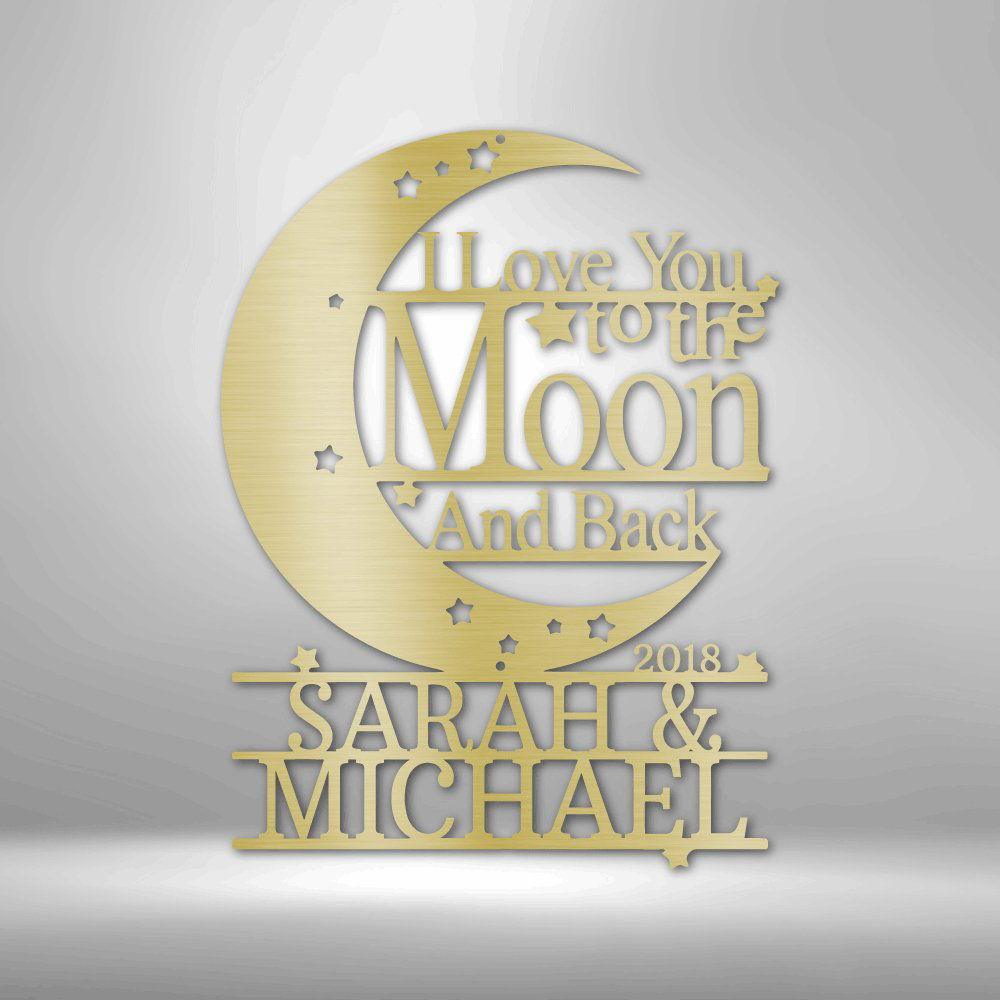 Moon and Back Monogram - Steel Sign Gold / 12" Steel Sign Giftinum