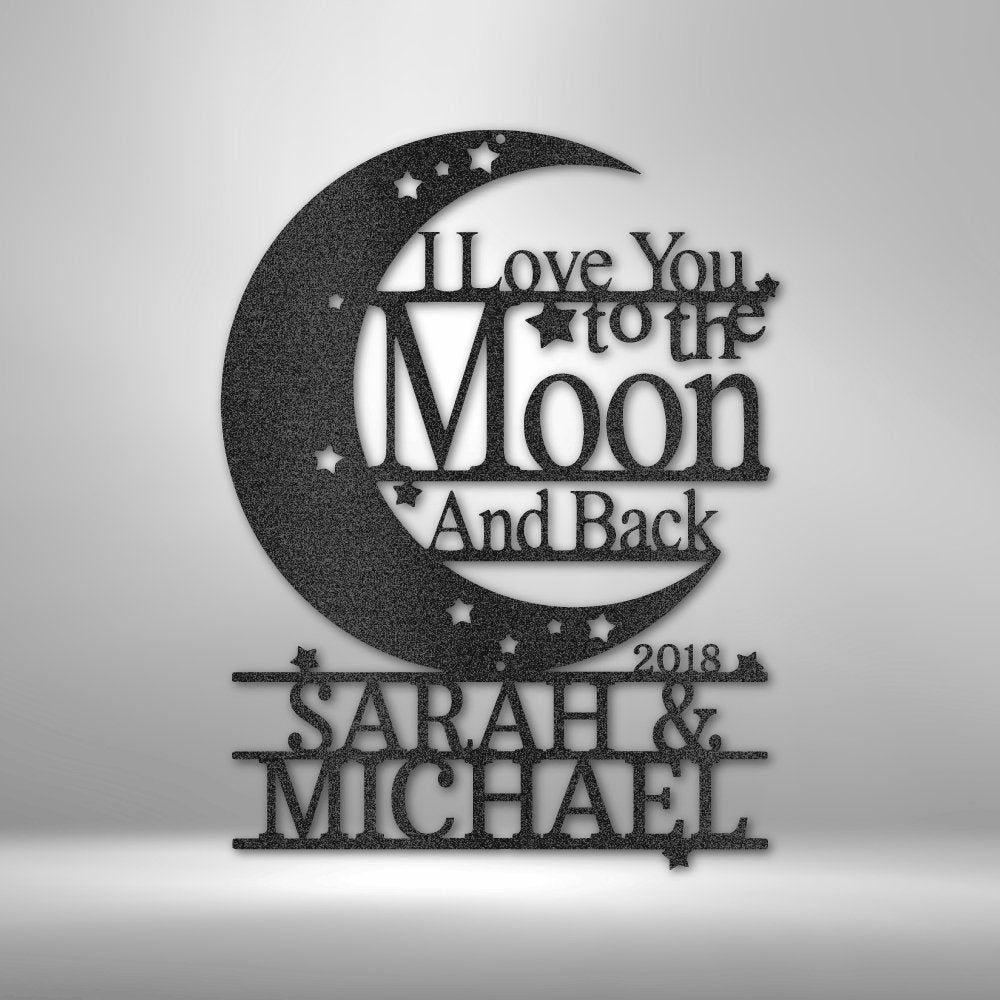 Moon and Back Monogram - Steel Sign Black / 12" Steel Sign Giftinum