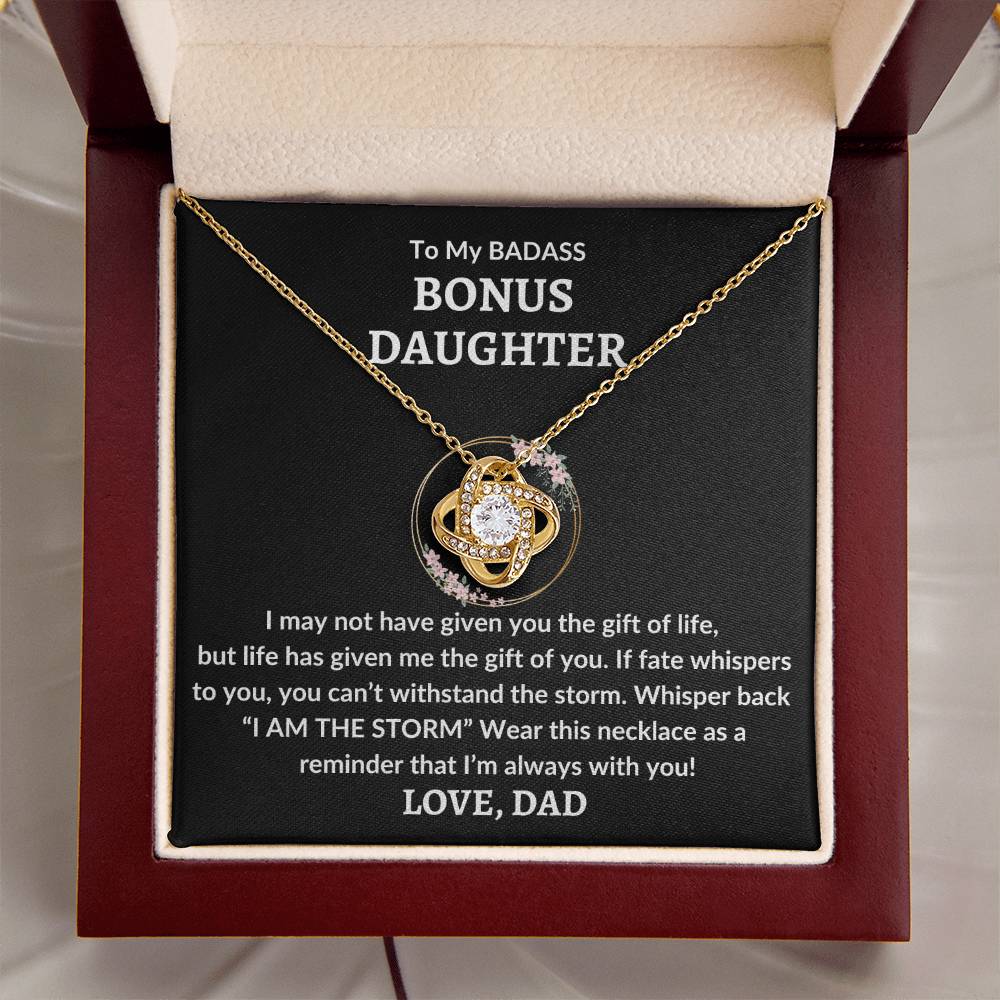 My Badass Bonus Daughter Necklace - If fate whispers 14K White Gold Finish / Standard Box Jewelry Giftinum