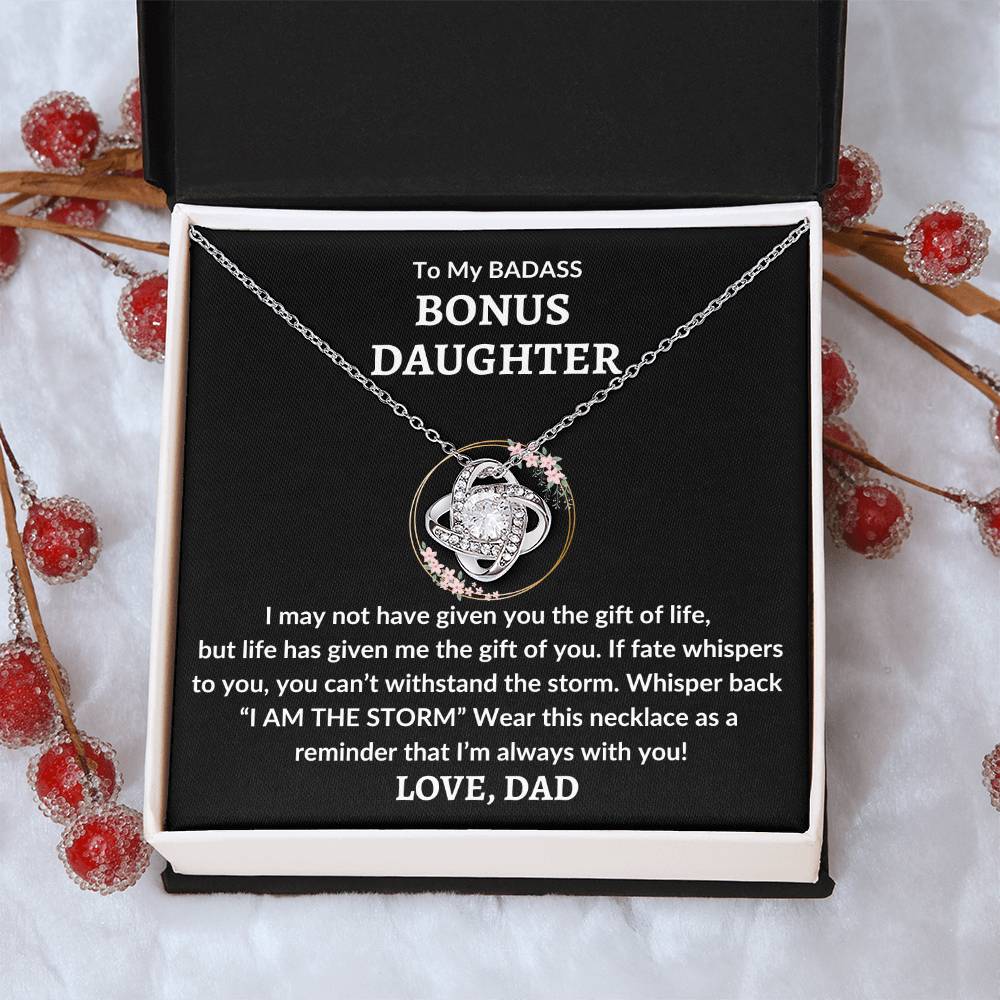 My Badass Bonus Daughter Necklace - If fate whispers 14K White Gold Finish / Standard Box Jewelry Giftinum