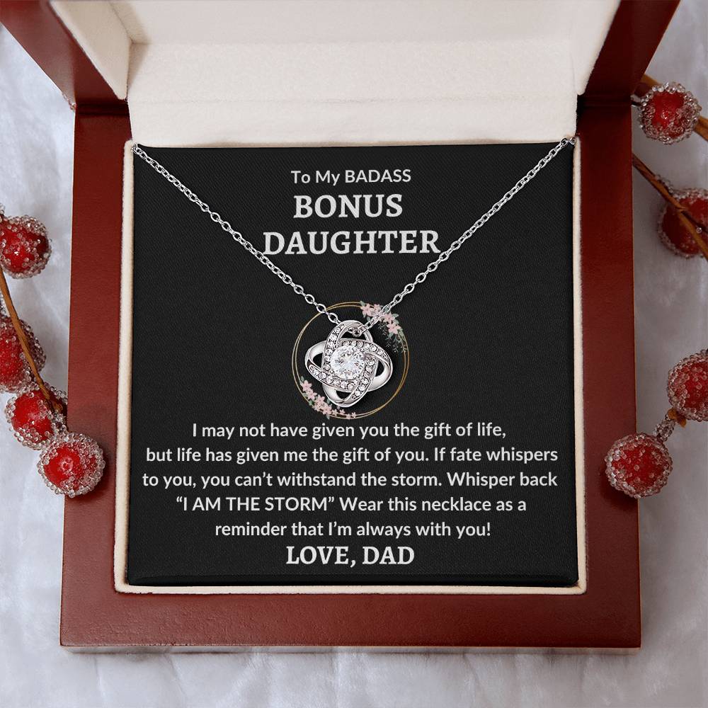 My Badass Bonus Daughter Necklace - If fate whispers 14K White Gold Finish / Standard Box Jewelry Giftinum