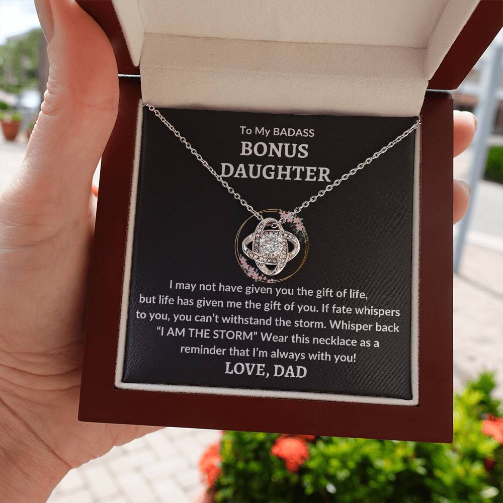 My Badass Bonus Daughter Necklace - If fate whispers 14K White Gold Finish / Standard Box Jewelry Giftinum