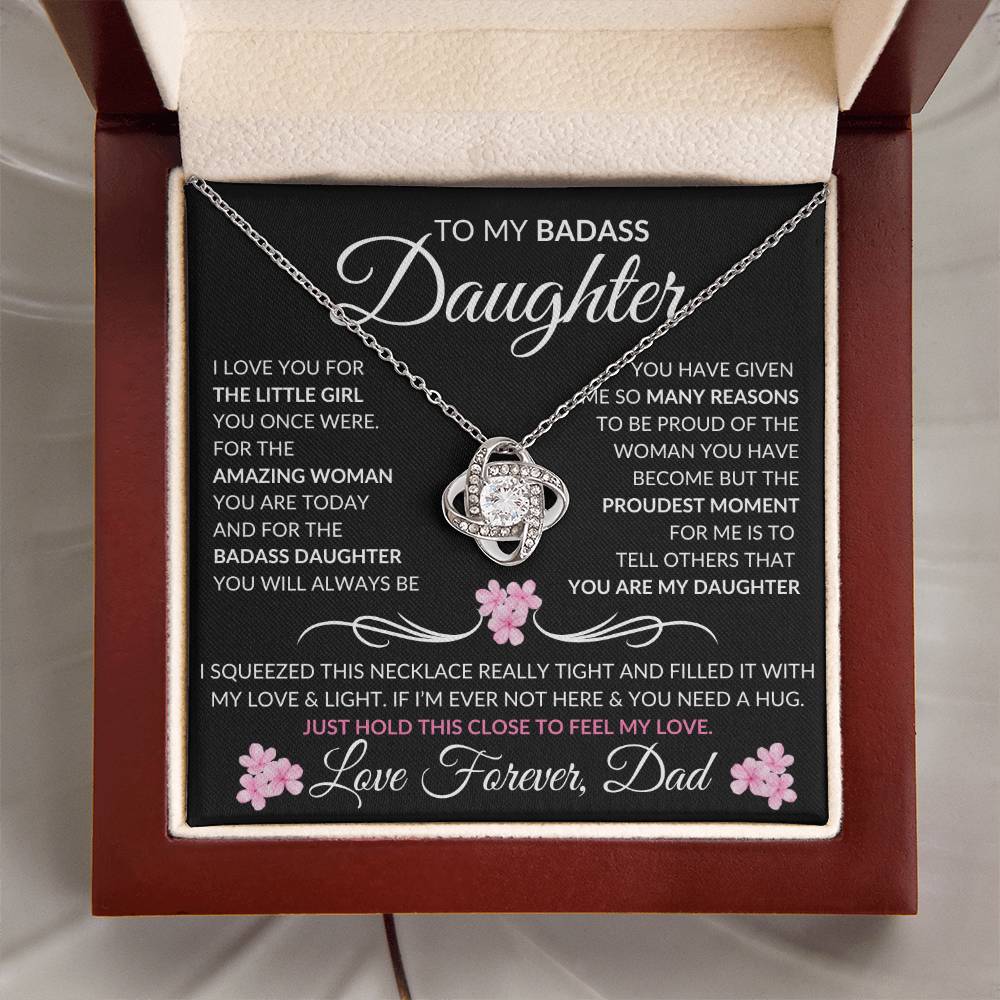 My Badass Daughter Necklace | Love you for the little girl 14K White Gold Finish / Standard Box Jewelry Giftinum