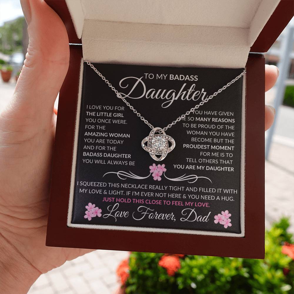 My Badass Daughter Necklace | Love you for the little girl 14K White Gold Finish / Standard Box Jewelry Giftinum