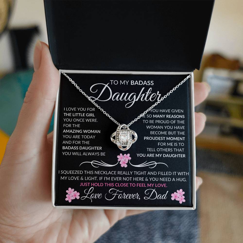 My Badass Daughter Necklace | Love you for the little girl 14K White Gold Finish / Standard Box Jewelry Giftinum