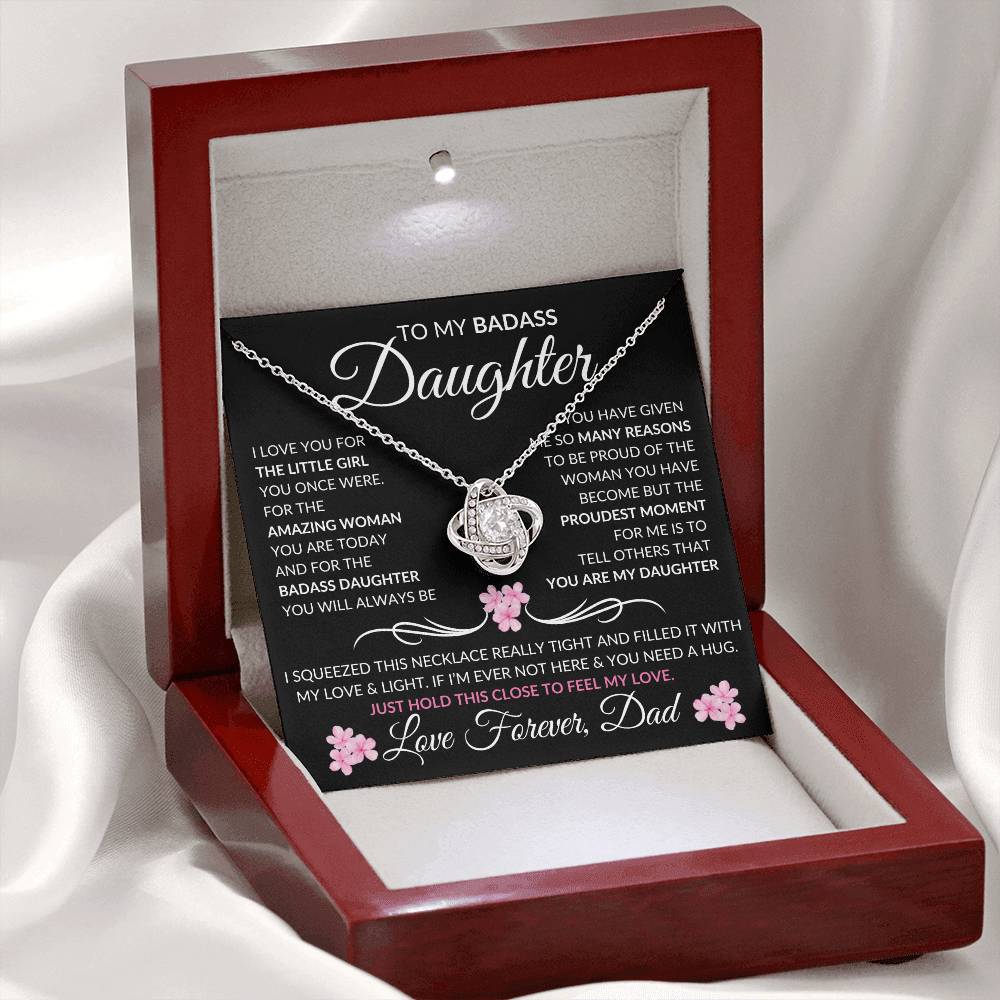 My Badass Daughter Necklace | Love you for the little girl 14K White Gold Finish / Standard Box Jewelry Giftinum