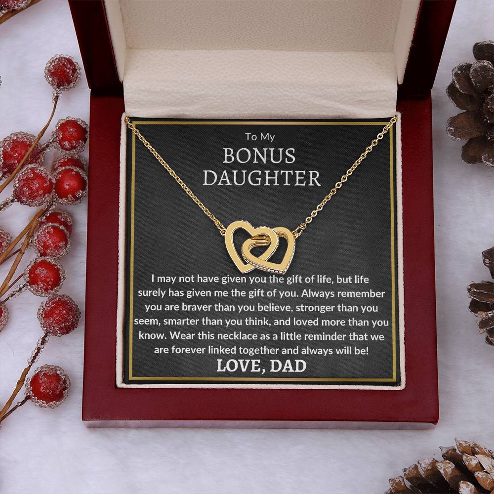 My Bonus Daughter - Braver than you believe 18K Yellow Gold Finish / Luxury Box Jewelry Giftinum