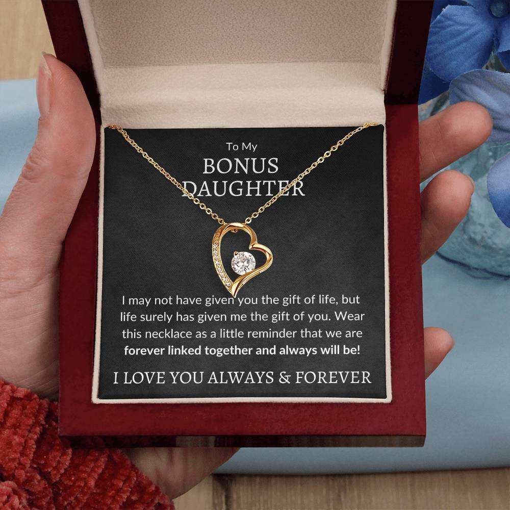 My Bonus Daughter Forever Love Necklace | Gift of Life 14k White Gold Finish / Standard Box Jewelry Giftinum