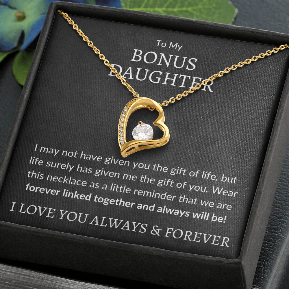 My Bonus Daughter Forever Love Necklace | Gift of Life 14k White Gold Finish / Standard Box Jewelry Giftinum