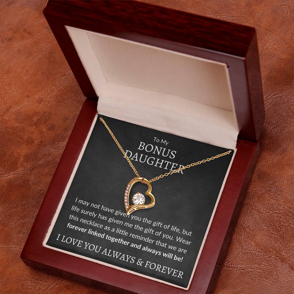 My Bonus Daughter Forever Love Necklace | Gift of Life 14k White Gold Finish / Standard Box Jewelry Giftinum