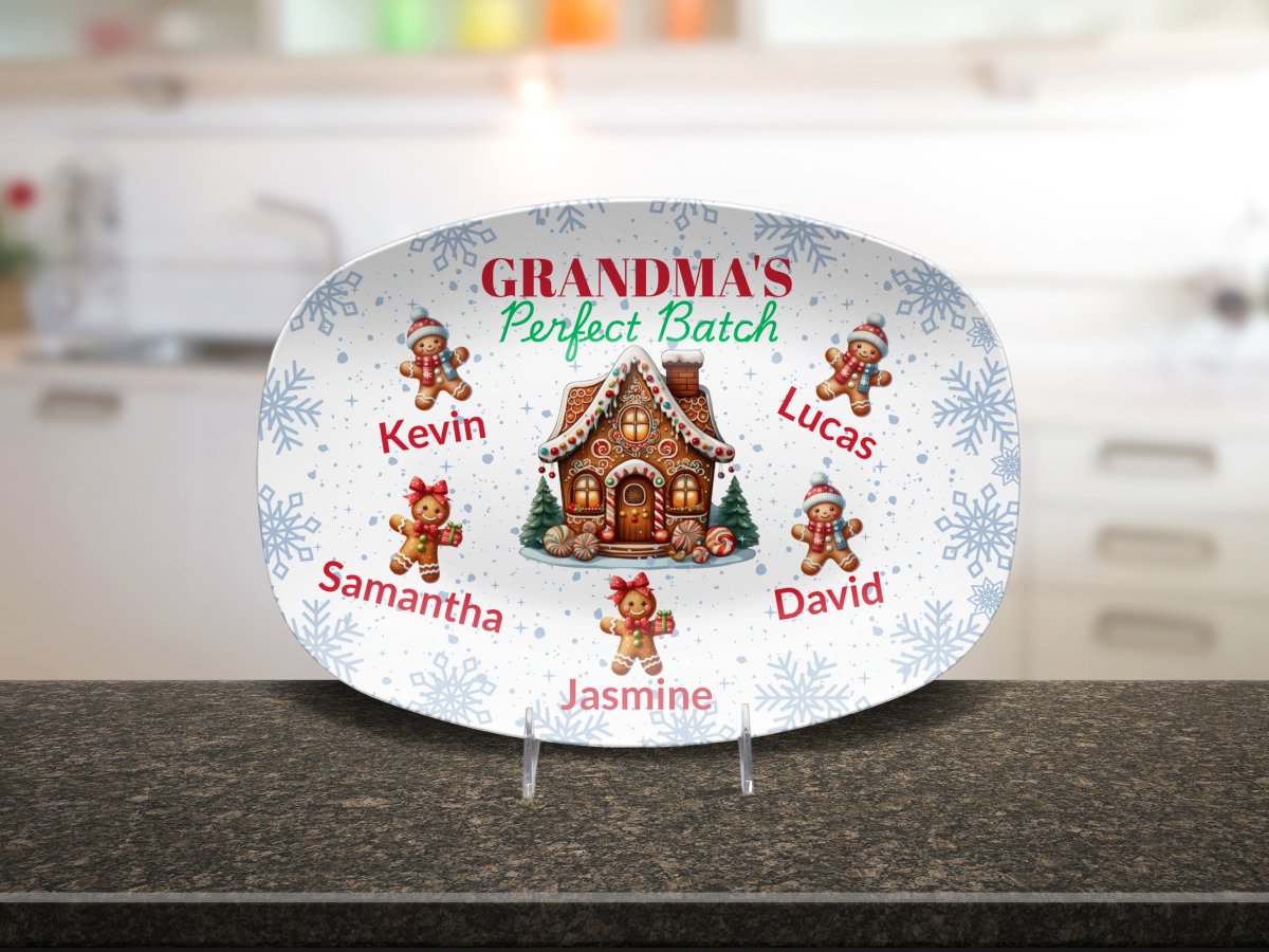 Personalized Christmas Platter for Grandma Platter / Five Gingerbread Cubs Platter Giftinum
