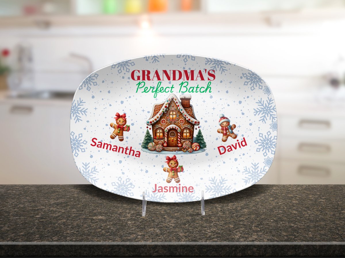 Personalized Christmas Platter for Grandma Platter / Three Gingerbread Cubs Platter Giftinum