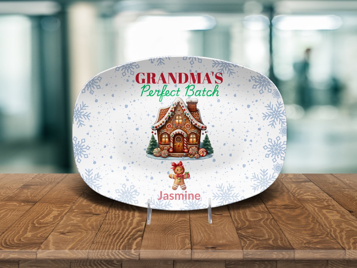 Personalized Christmas Platter for Grandma Platter / One Gingerbread Cub Platter Giftinum