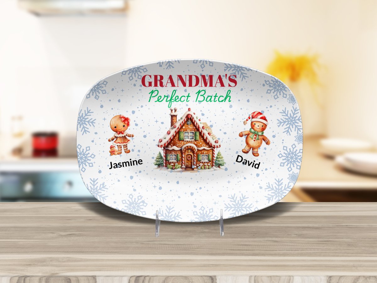 Personalized Christmas Platter Platter / 2 Grandchildren Platter Giftinum