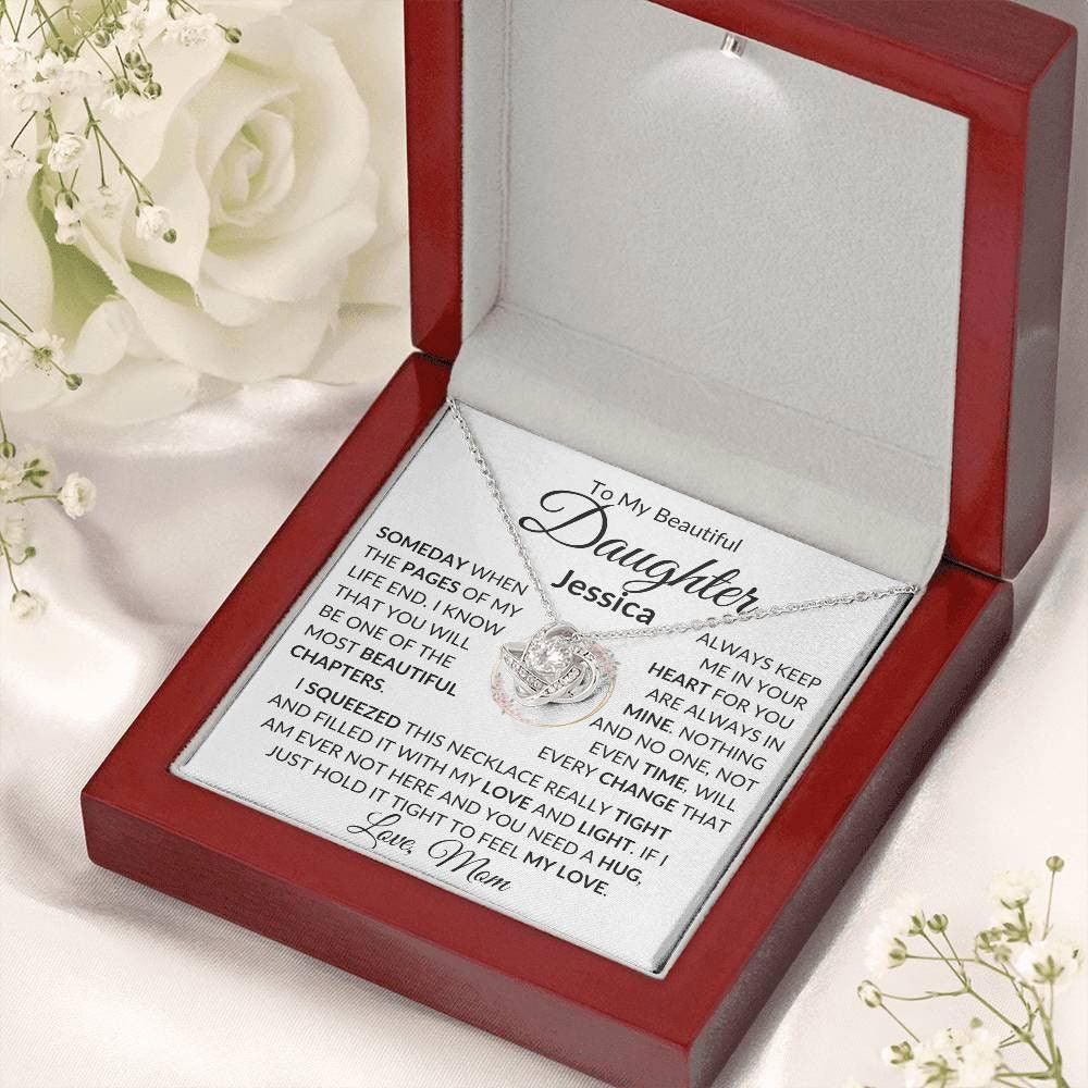 Personalized Daughter Necklace From Mom- Someday when 14K White Gold Finish / Luxury Box w/LED Giftinum