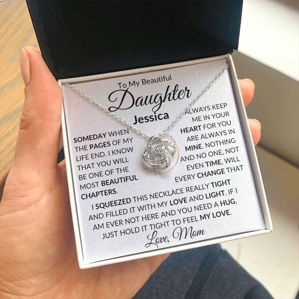 Personalized Daughter Necklace From Mom- Someday when 14K White Gold Finish / Two-Toned Box Giftinum