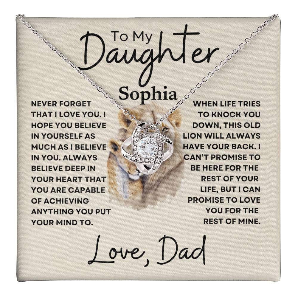 Personalized Daughter Necklace - Never Forget 14K White Gold Finish / Two-Toned Box Giftinum
