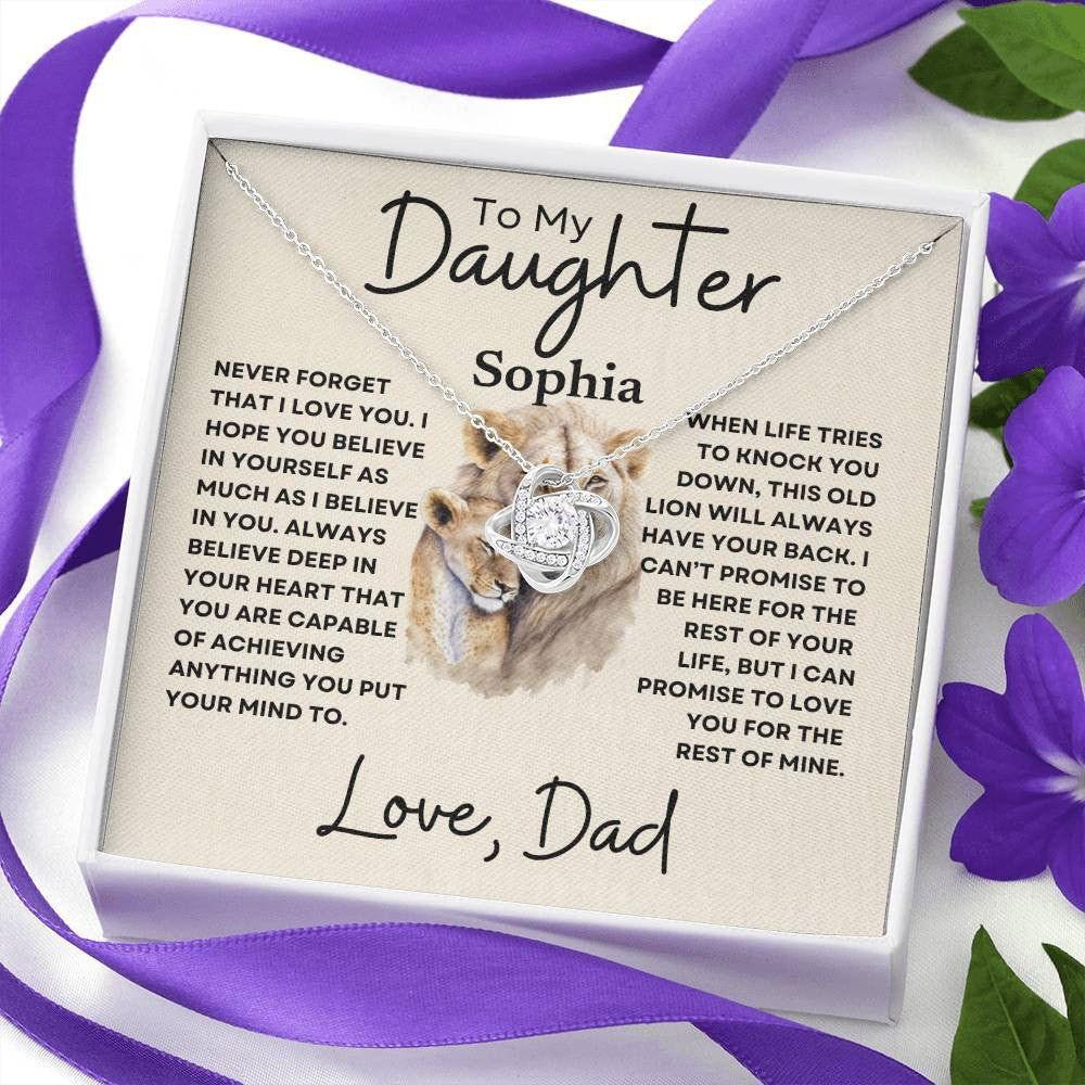 Personalized Daughter Necklace - Never Forget 14K White Gold Finish / Two-Toned Box Giftinum