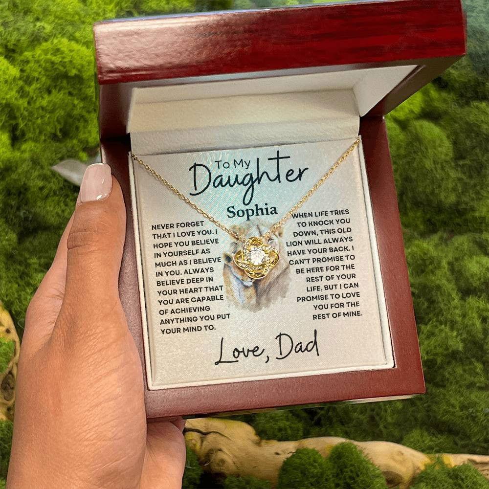 Personalized Daughter Necklace - Never Forget 14K White Gold Finish / Luxury Box w/LED Giftinum