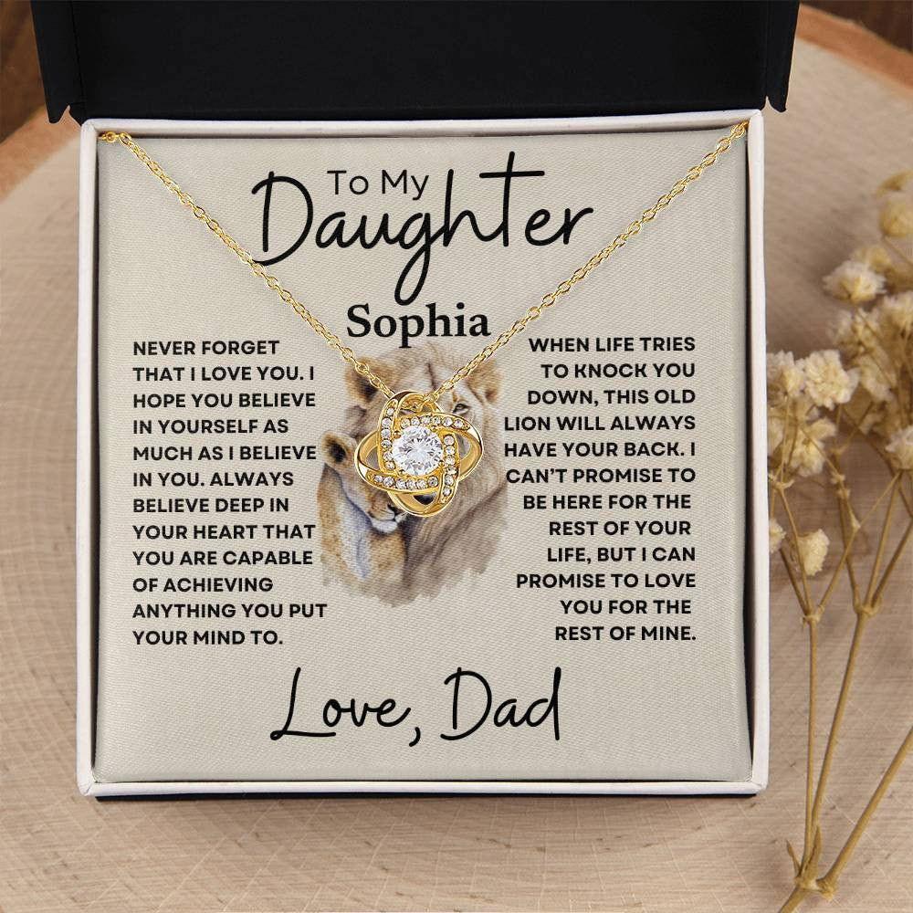 Personalized Daughter Necklace - Never Forget 18K Yellow Gold Finish / Two-Toned Box Giftinum