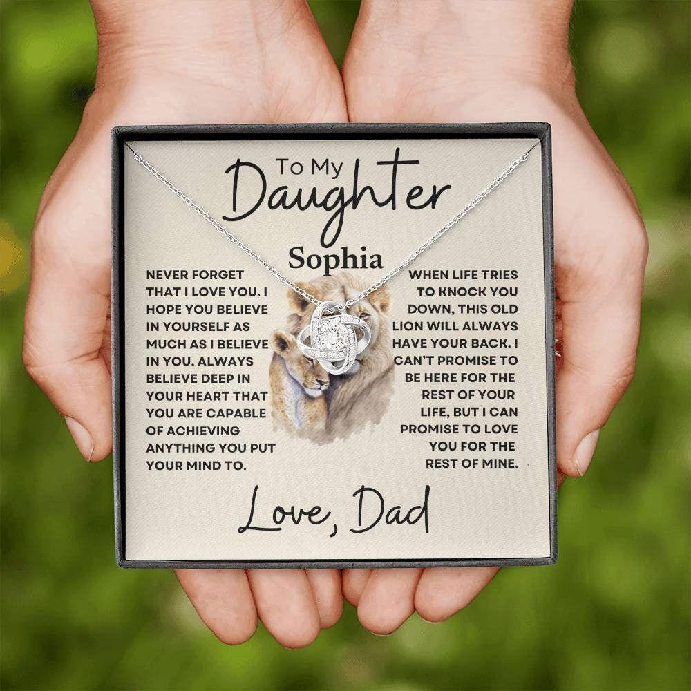 Personalized Daughter Necklace - Never Forget 14K White Gold Finish / Two-Toned Box Giftinum