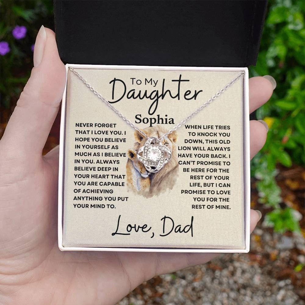 Personalized Daughter Necklace - Never Forget 14K White Gold Finish / Two-Toned Box Giftinum