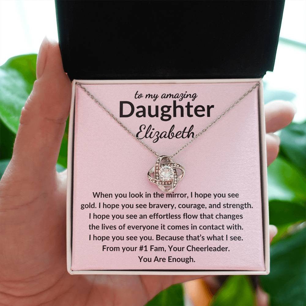 Personalized Daughter Necklace - See Gold 14K White Gold Finish / Standard Box Jewelry Giftinum