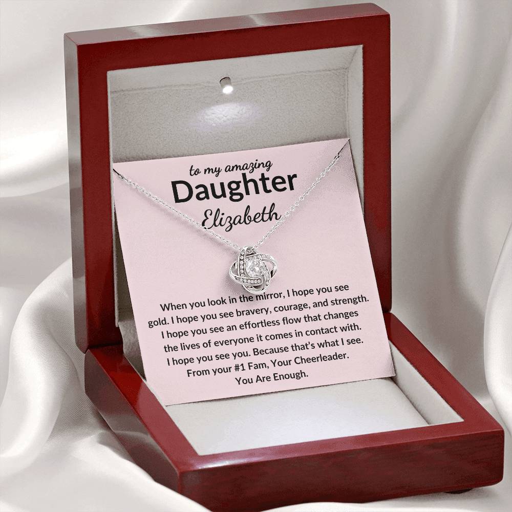 Personalized Daughter Necklace - See Gold 14K White Gold Finish / Luxury Box Jewelry Giftinum