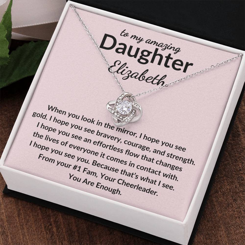 Personalized Daughter Necklace - See Gold 14K White Gold Finish / Standard Box Jewelry Giftinum