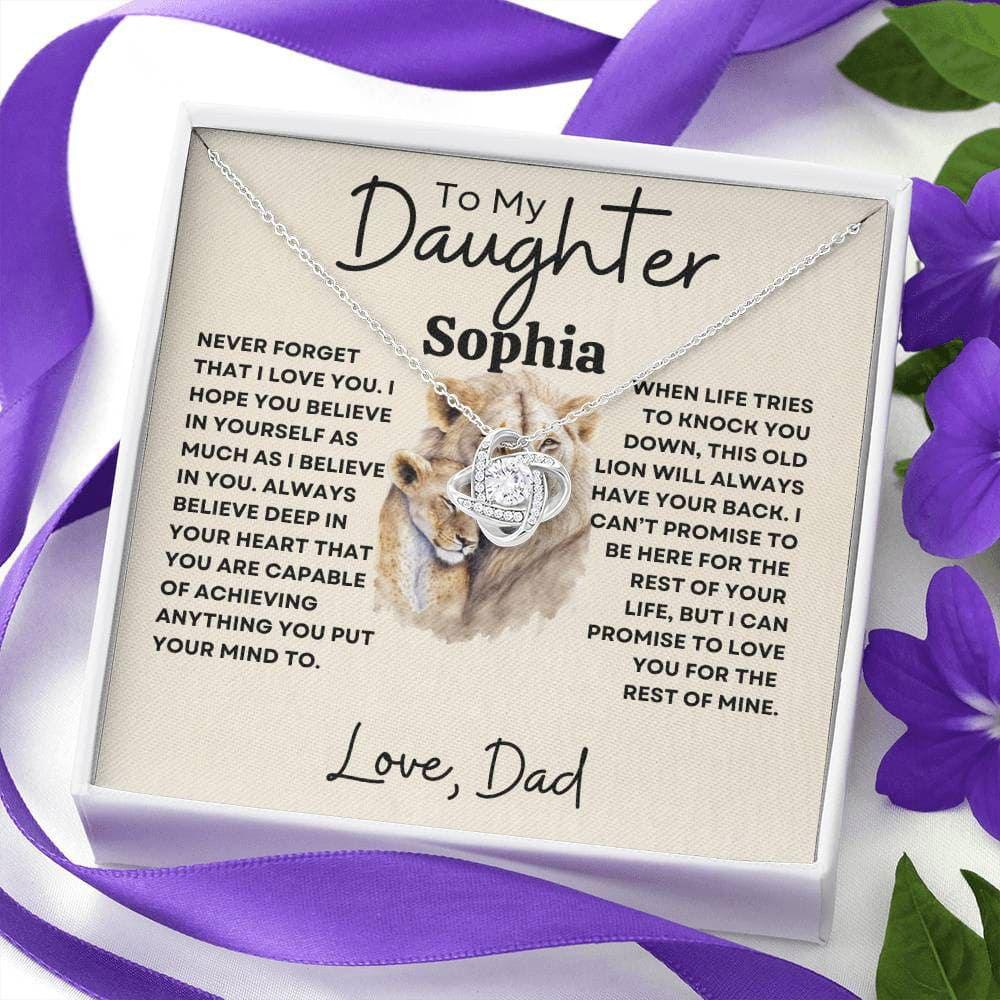 Personalized Necklace for Daughter - Never forget 14K White Gold Finish / Standard Box Giftinum