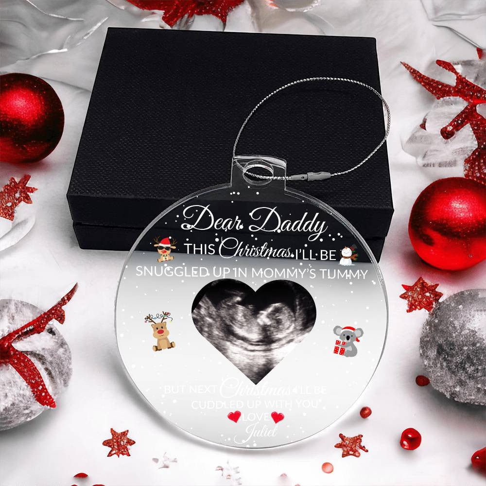 Personalized Pregnancy Announcement Ornament, Baby Ultrasound Gift, New Dad Ornament Christmas Gift from The Bump, Daddy To Be Ornament Default Title Giftinum