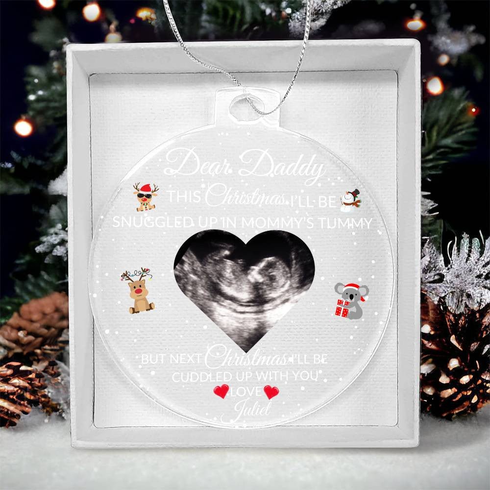 Personalized Pregnancy Announcement Ornament, Baby Ultrasound Gift, New Dad Ornament Christmas Gift from The Bump, Daddy To Be Ornament Default Title Giftinum