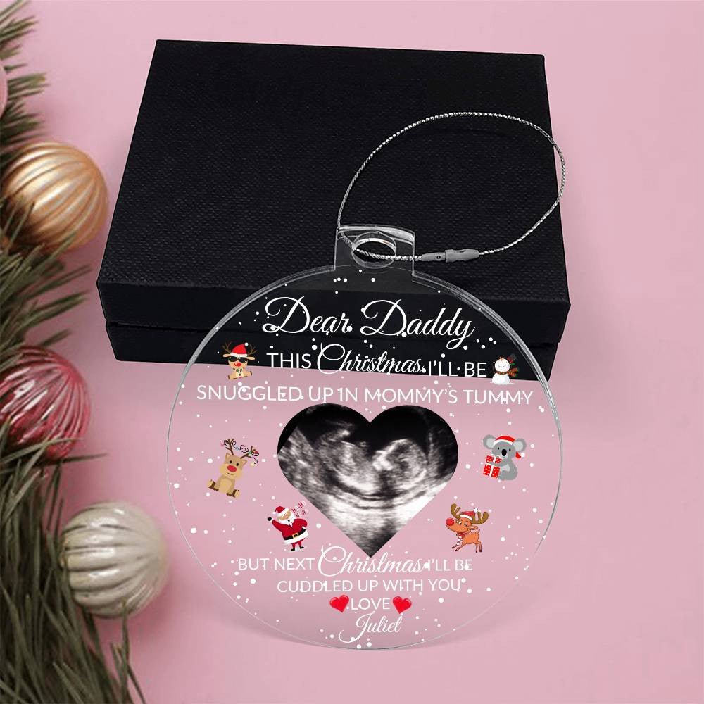 Personalized Pregnancy Announcement Ornament, Baby Ultrasound Gift, New Dad Ornament Christmas Gift from The Bump, Daddy To Be Ornament Default Title Giftinum