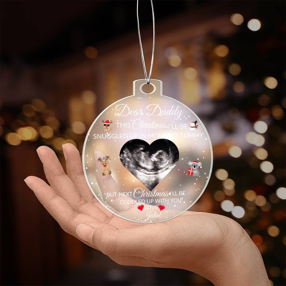 Personalized Pregnancy Announcement Ornament, Baby Ultrasound Gift, New Dad Ornament Christmas Gift from The Bump, Daddy To Be Ornament Default Title Giftinum