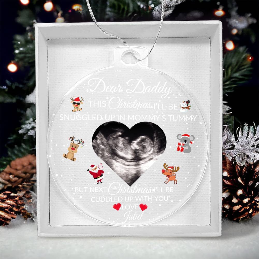 Personalized Pregnancy Announcement Ornament, Baby Ultrasound Gift, New Dad Ornament Christmas Gift from The Bump, Daddy To Be Ornament Default Title Giftinum
