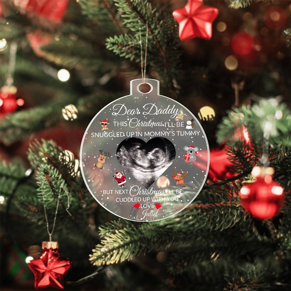 Personalized Pregnancy Announcement Ornament, Baby Ultrasound Gift, New Dad Ornament Christmas Gift from The Bump, Daddy To Be Ornament Default Title Giftinum
