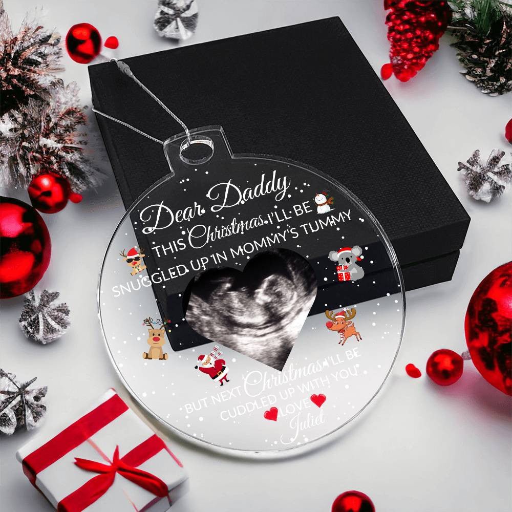 Personalized Pregnancy Announcement Ornament, Baby Ultrasound Gift, New Dad Ornament Christmas Gift from The Bump, Daddy To Be Ornament Default Title Giftinum