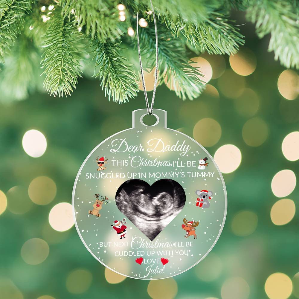 Personalized Pregnancy Announcement Ornament, Baby Ultrasound Gift, New Dad Ornament Christmas Gift from The Bump, Daddy To Be Ornament Default Title Giftinum