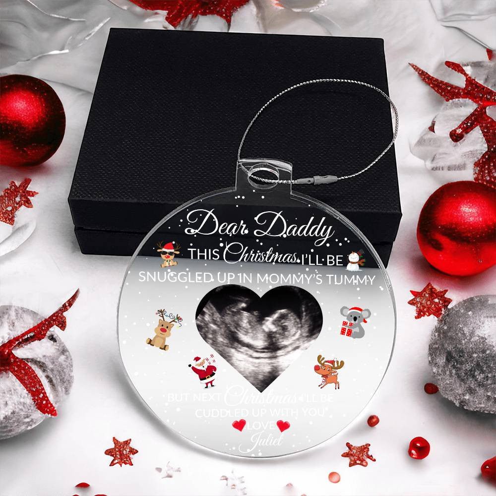 Personalized Pregnancy Announcement Ornament, Baby Ultrasound Gift, New Dad Ornament Christmas Gift from The Bump, Daddy To Be Ornament Default Title Giftinum