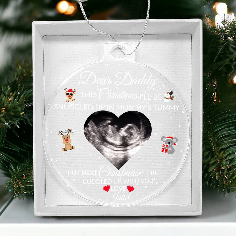 Personalized Pregnancy Announcement Ornament, Baby Ultrasound Gift, New Dad Ornament Christmas Gift from The Bump, Daddy To Be Ornament Default Title Giftinum
