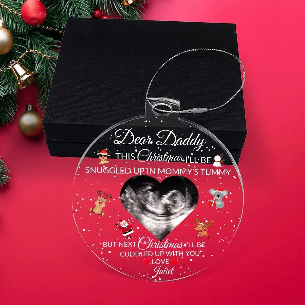 Personalized Pregnancy Announcement Ornament, Baby Ultrasound Gift, New Dad Ornament Christmas Gift from The Bump, Daddy To Be Ornament - Giftinum