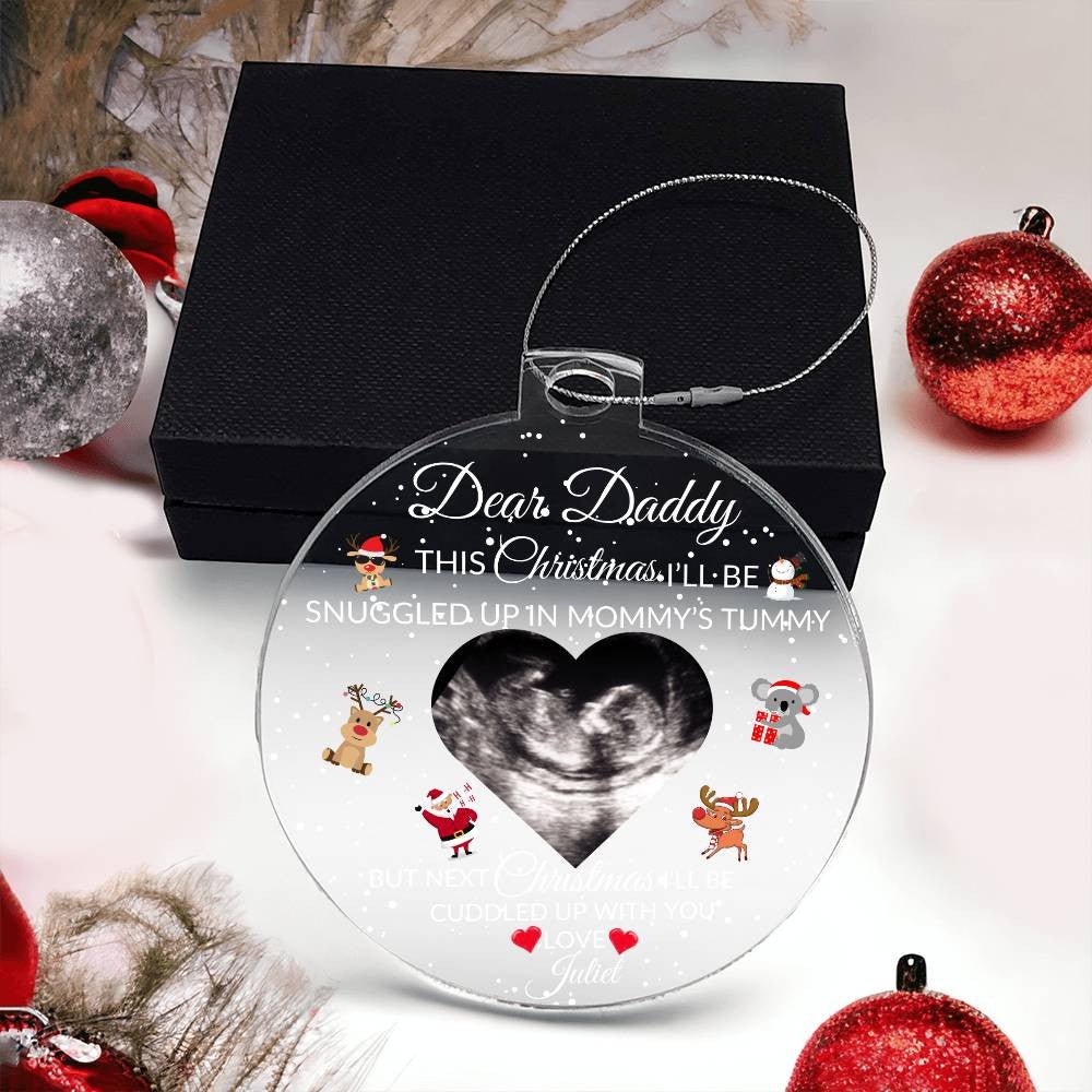 Personalized Pregnancy Announcement Ornament, Baby Ultrasound Gift, New Dad Ornament Christmas Gift from The Bump, Daddy To Be Ornament Default Title Giftinum