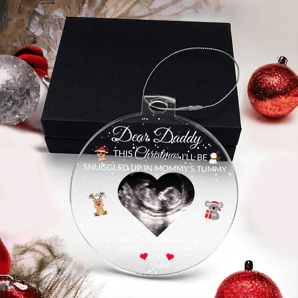 Personalized Pregnancy Announcement Ornament, Baby Ultrasound Gift, New Dad Ornament Christmas Gift from The Bump, Daddy To Be Ornament Default Title Giftinum