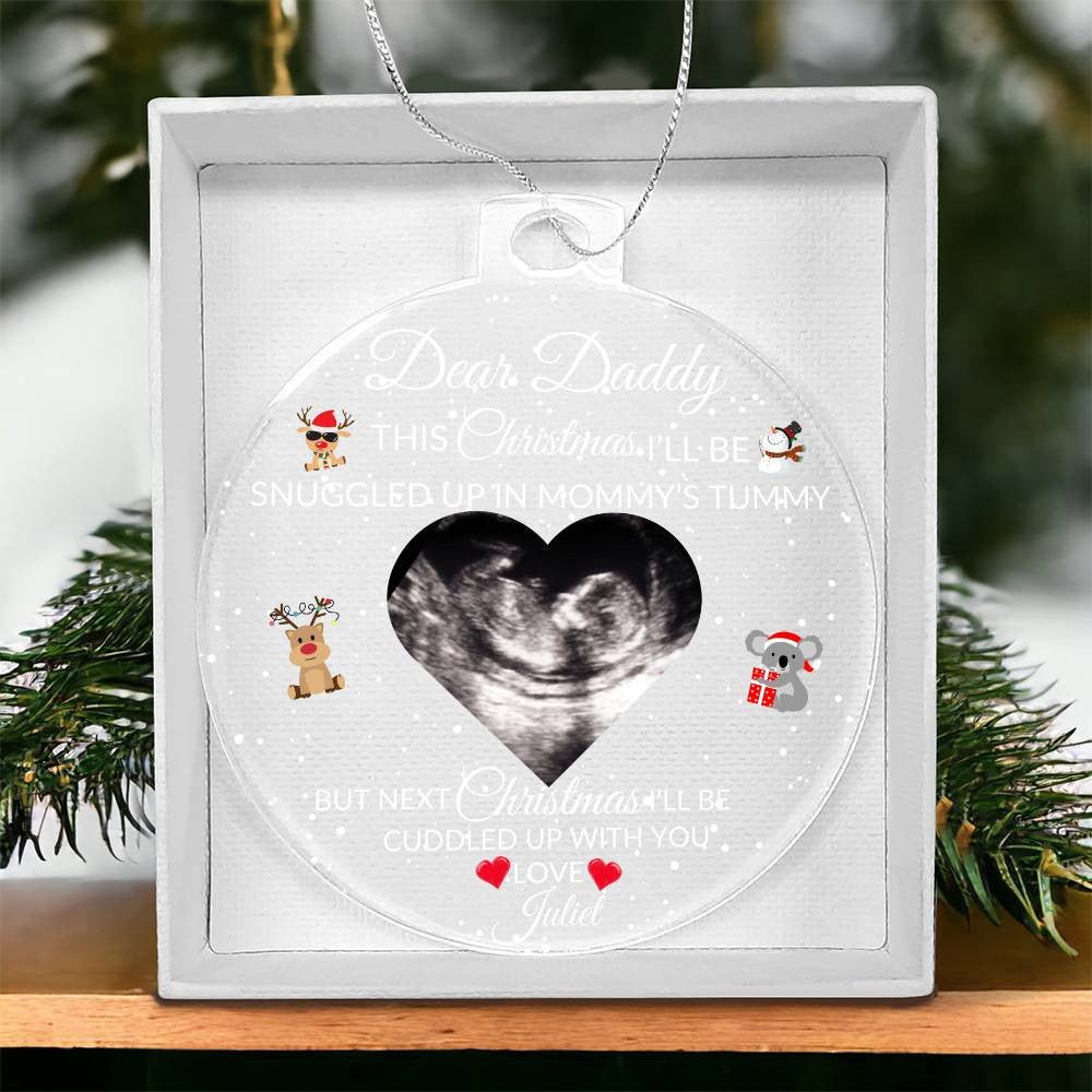 Personalized Pregnancy Announcement Ornament, Baby Ultrasound Gift, New Dad Ornament Christmas Gift from The Bump, Daddy To Be Ornament Default Title Giftinum