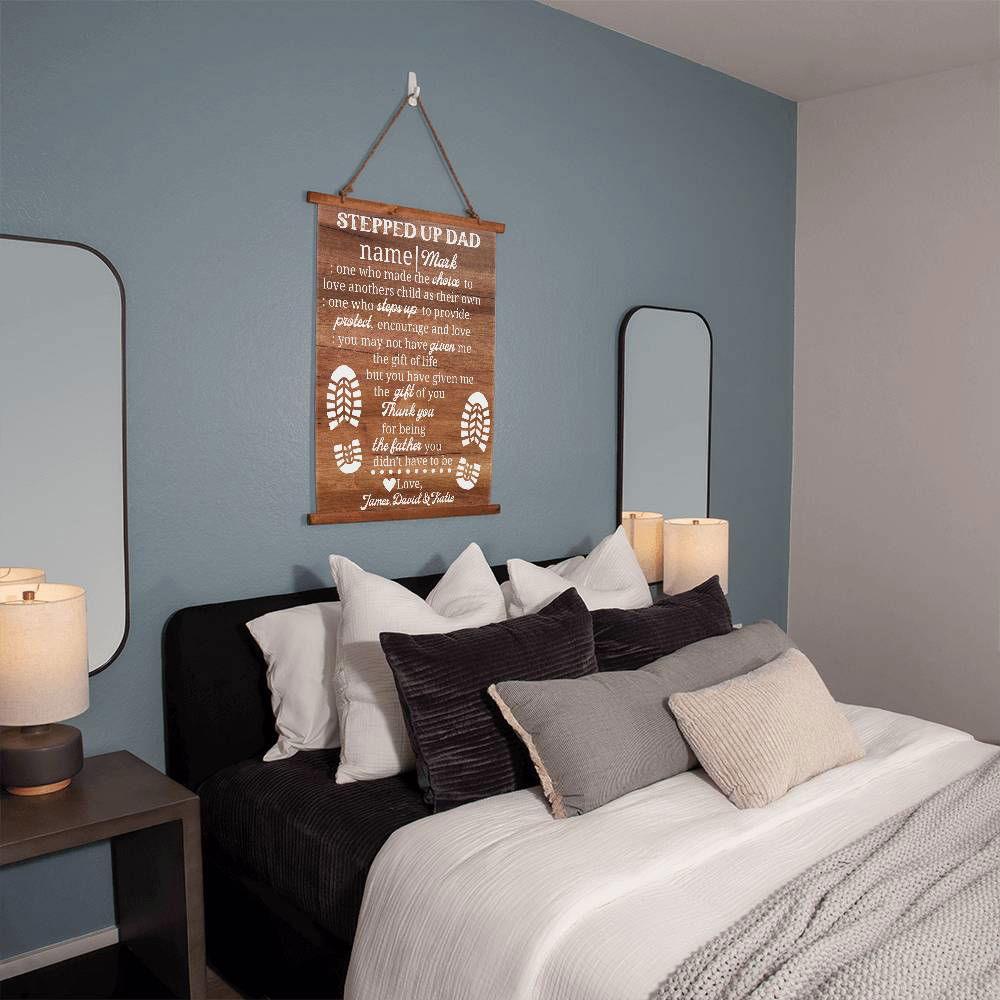 Personalized Stepped Up Dad Wall Tapestry - Made the choice Default Title Hanging Canvas Giftinum