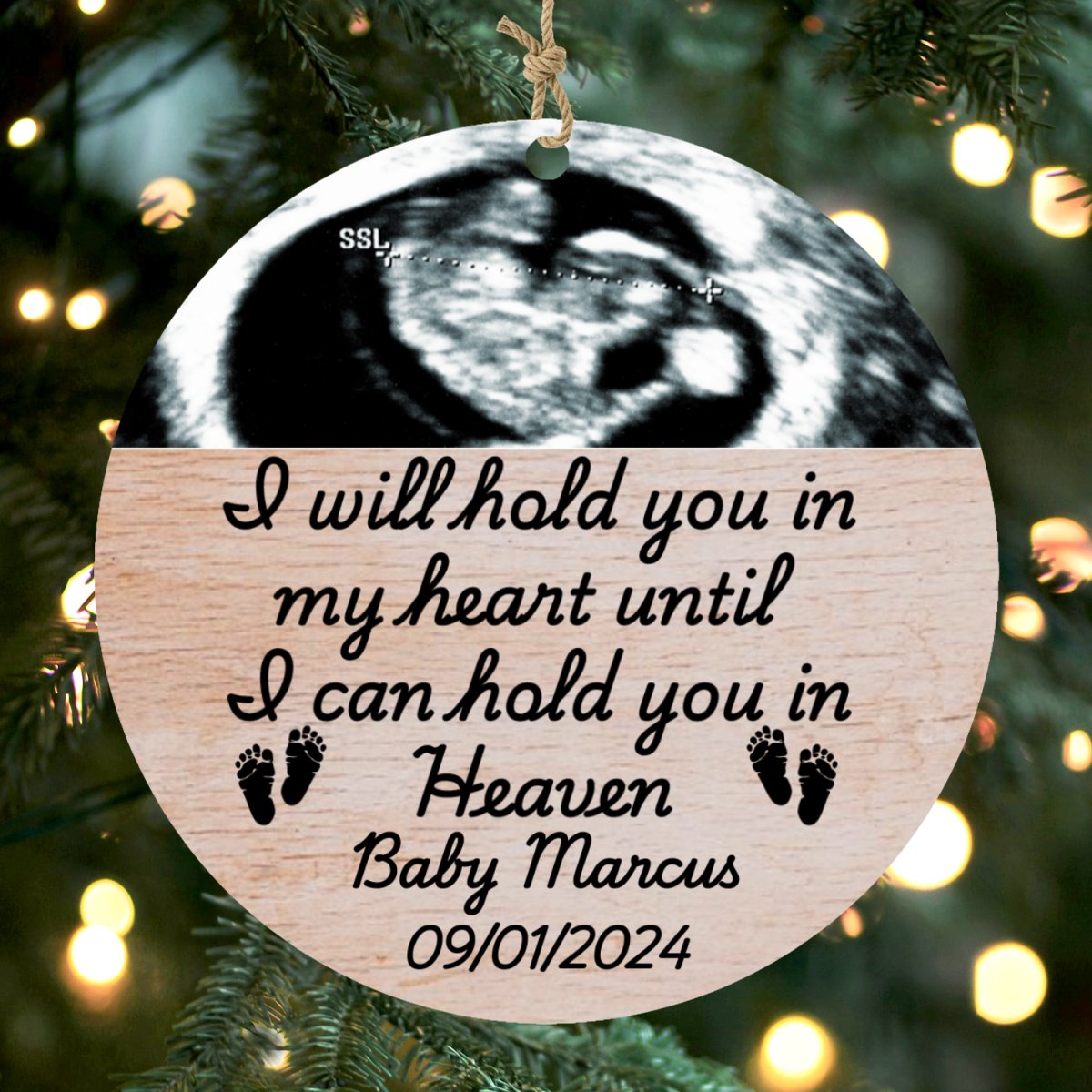 Personalized Upload Ultrasound Miscarriage Wood Ornament Default Title Ornaments and Accents Giftinum