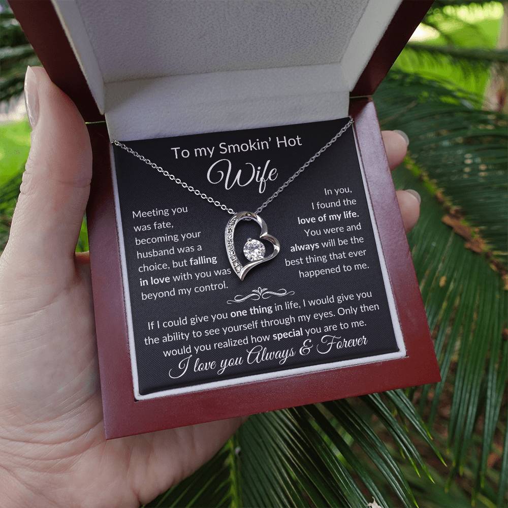 Smokin' Hot Wife Necklace | Meeting you was fate 14k White Gold Finish / Luxury Box Jewelry Giftinum
