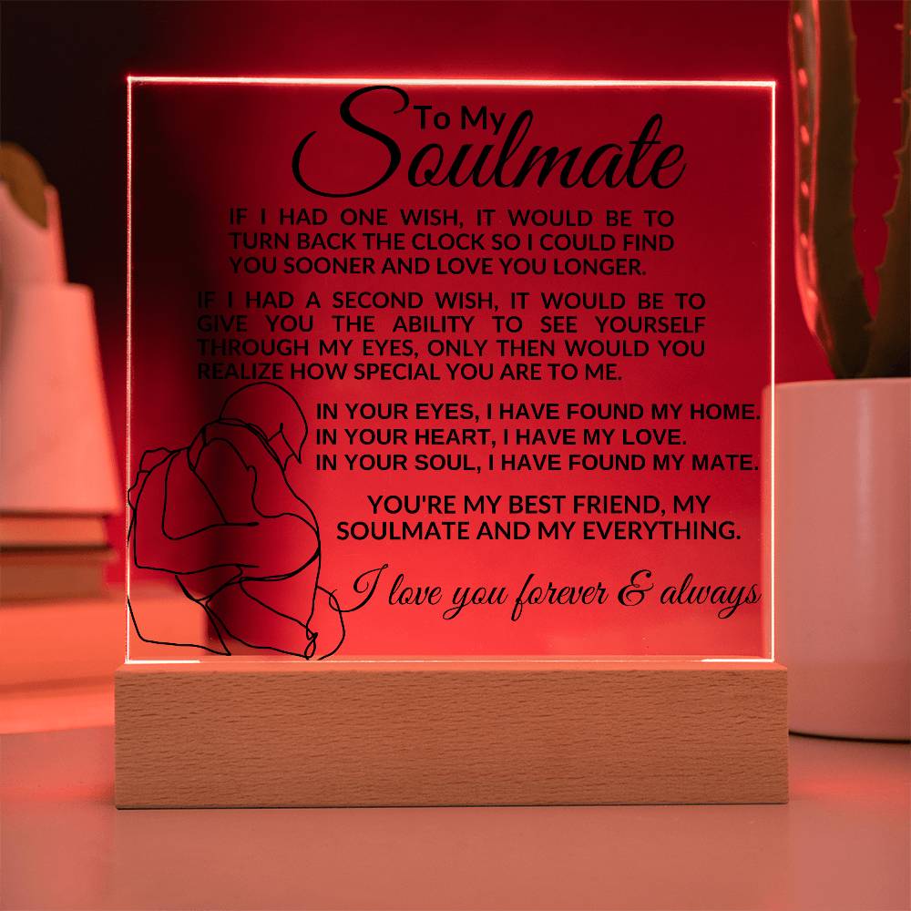 Soulmate Acrylic Plaque | If I had one wish LED Corded Base Jewelry Giftinum