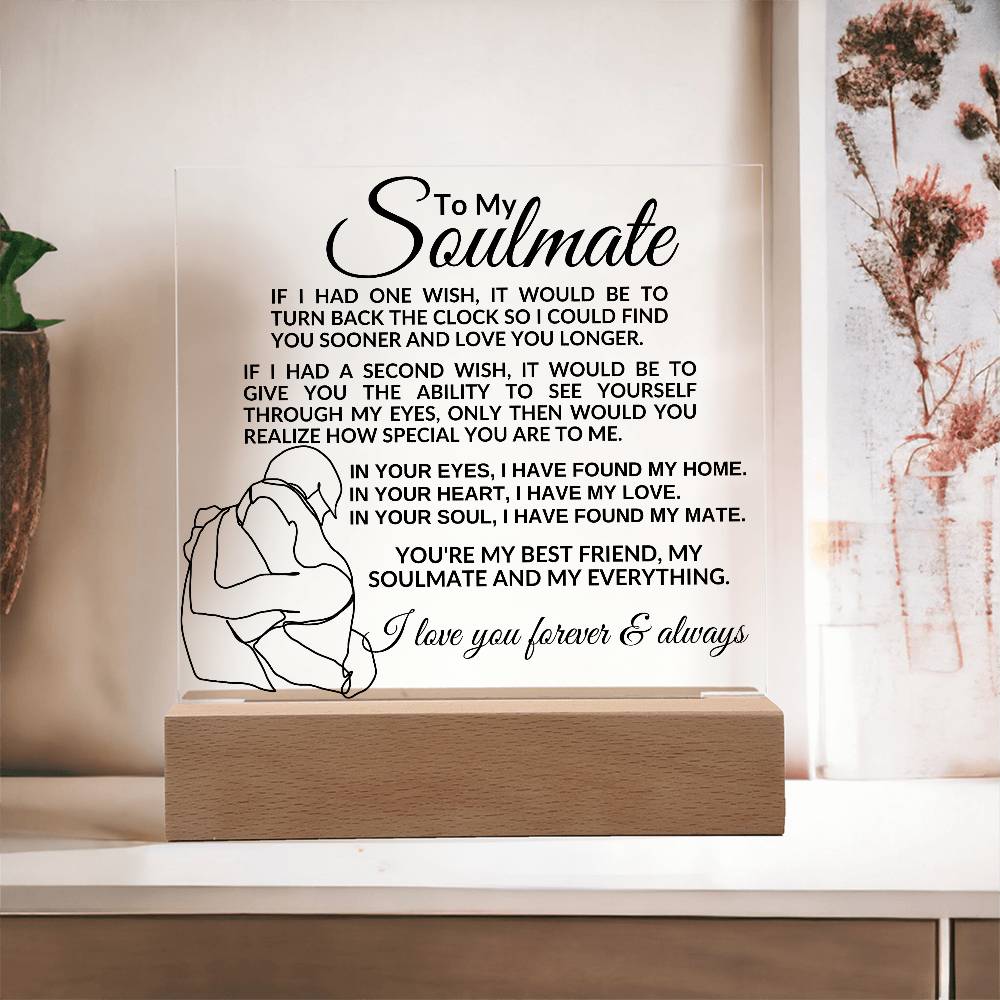 Soulmate Acrylic Plaque | If I had one wish LED Corded Base Jewelry Giftinum
